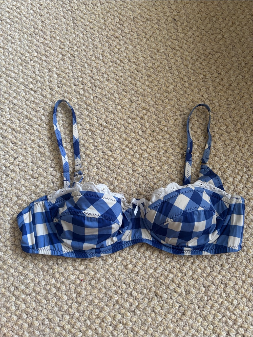 Betsey Johnson Blue Gingham Lace Bikini Set - Picture 5 of 7